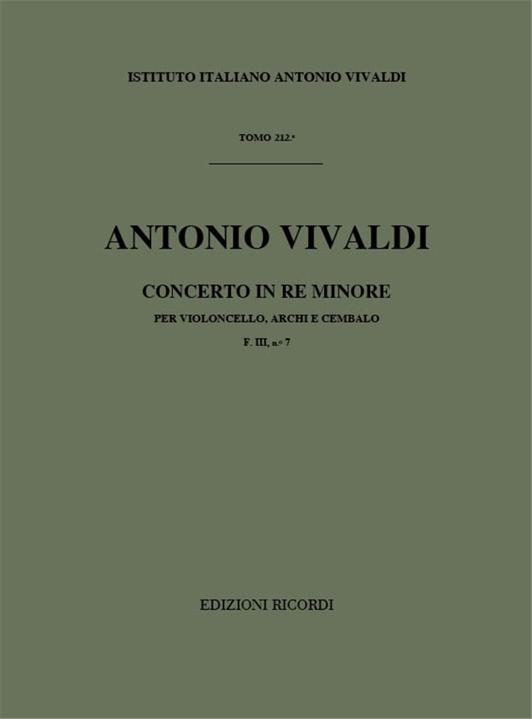 Concerti Per Vc., Archi E B.C.: In Re Min. Rv 406